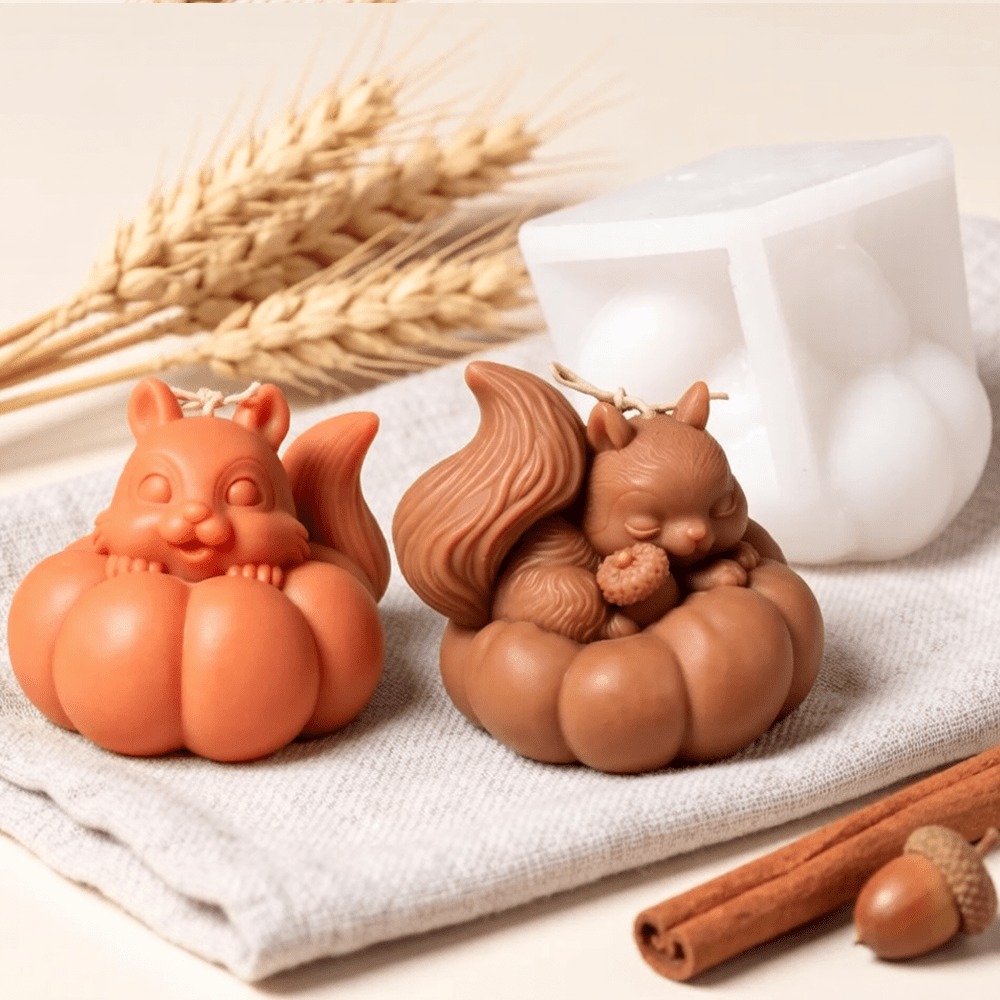 Soap Making Friends - 다람쥐 호박 실리콘 캔들 몰드 -