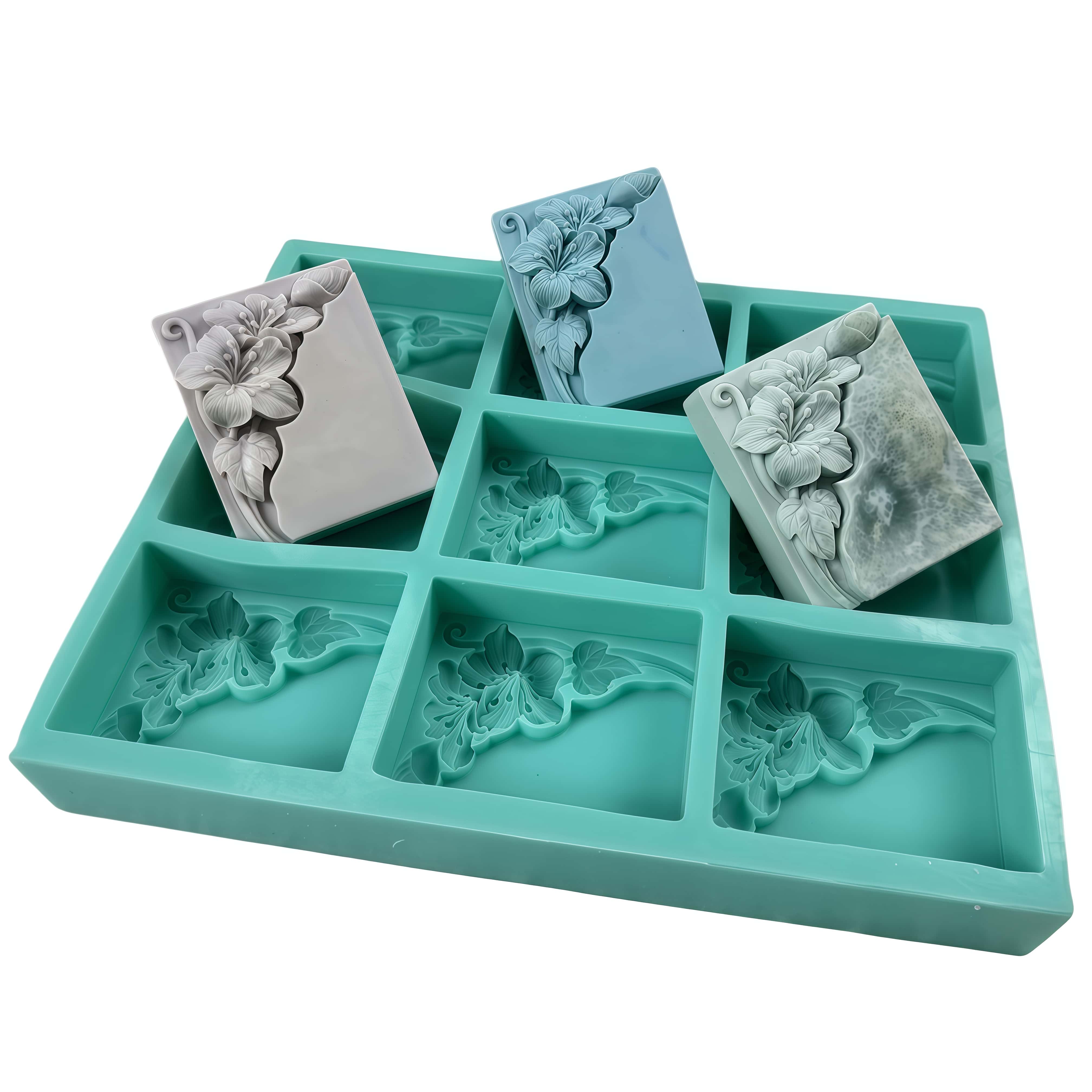 Soap Making Dish - 9구 탄광 꽃 비누 몰드, 천연
