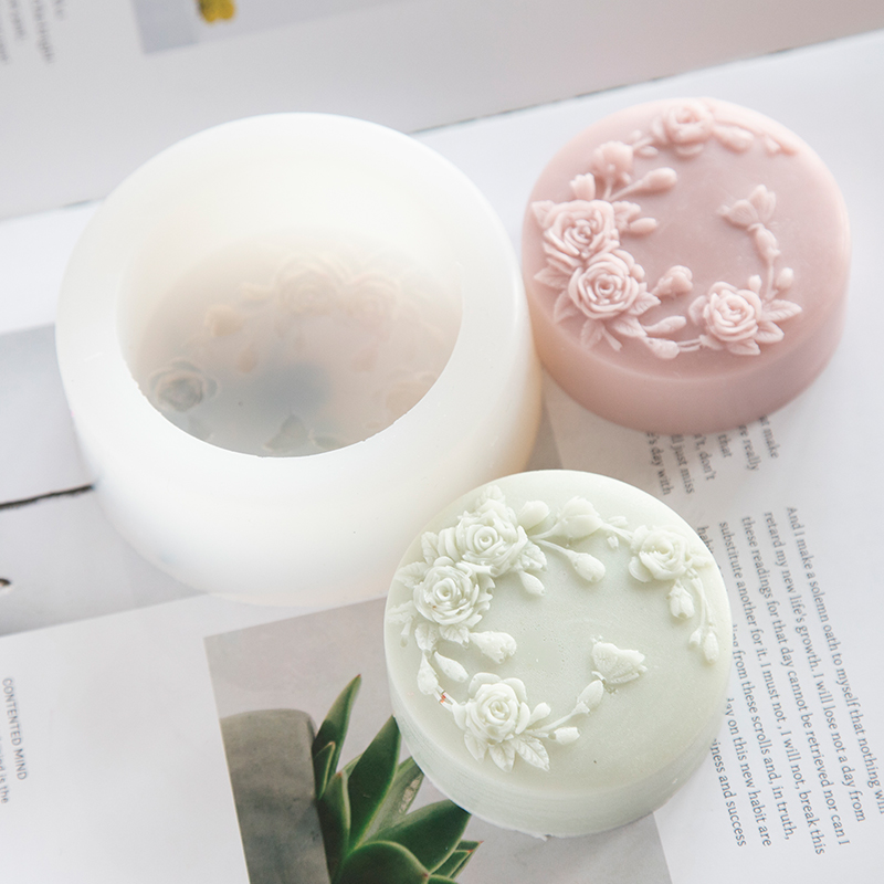 Soap Making Dish - 둥근 모양 장미 꽃 수제 비누