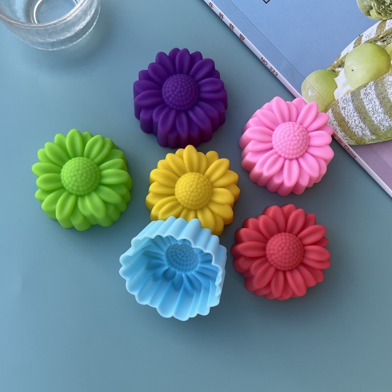 Soap Making Dish - 6종 세트 논스틱 꽃무늬 실리콘 몰드