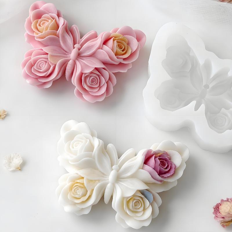 Soap Making Supplies Australia - DIY 장미 나비 모양 실리콘 몰드