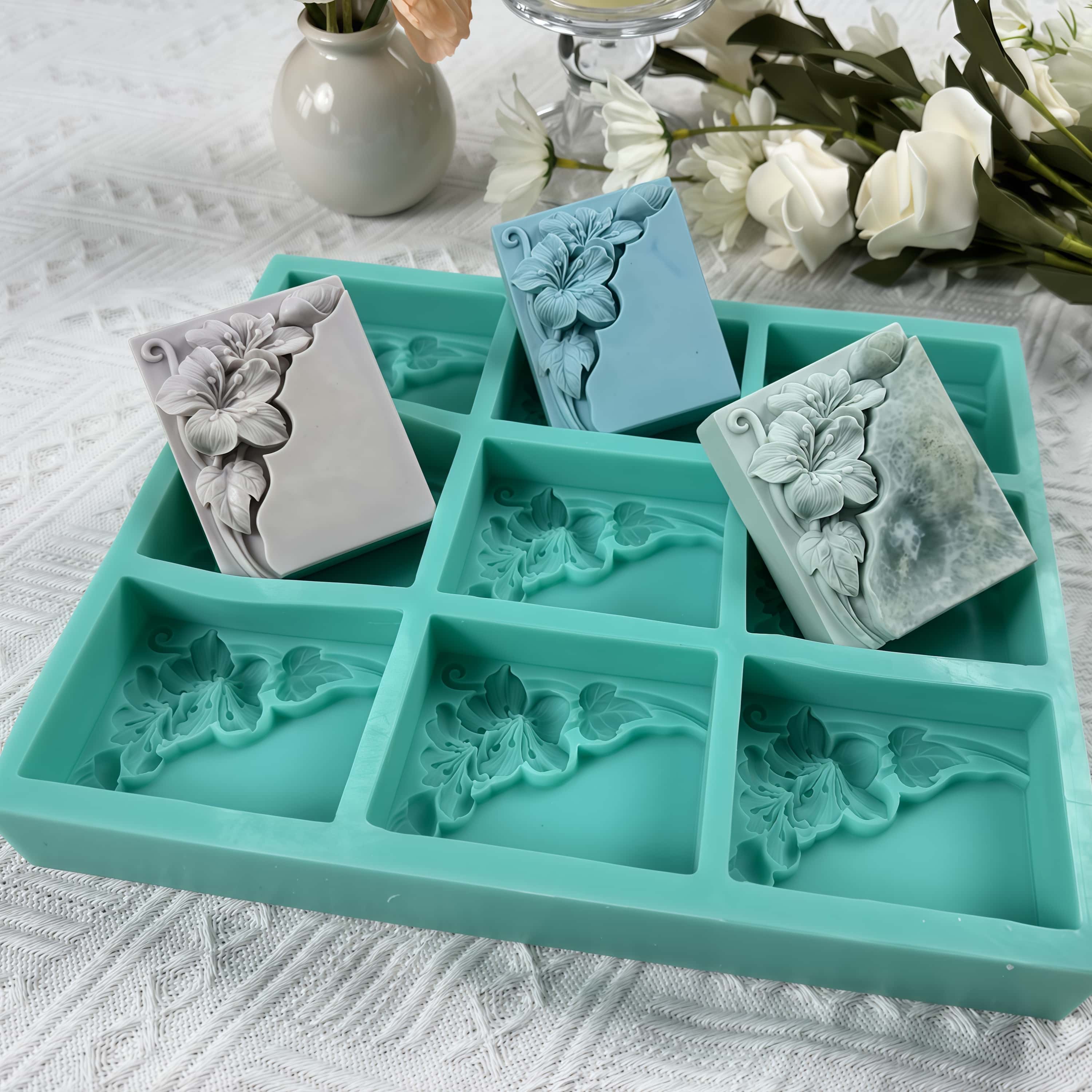 9구 탄광 꽃 비누 몰드, 천연 비누 제작용 꽃무늬 실 - Soap Making Dish 리뷰 및 가격