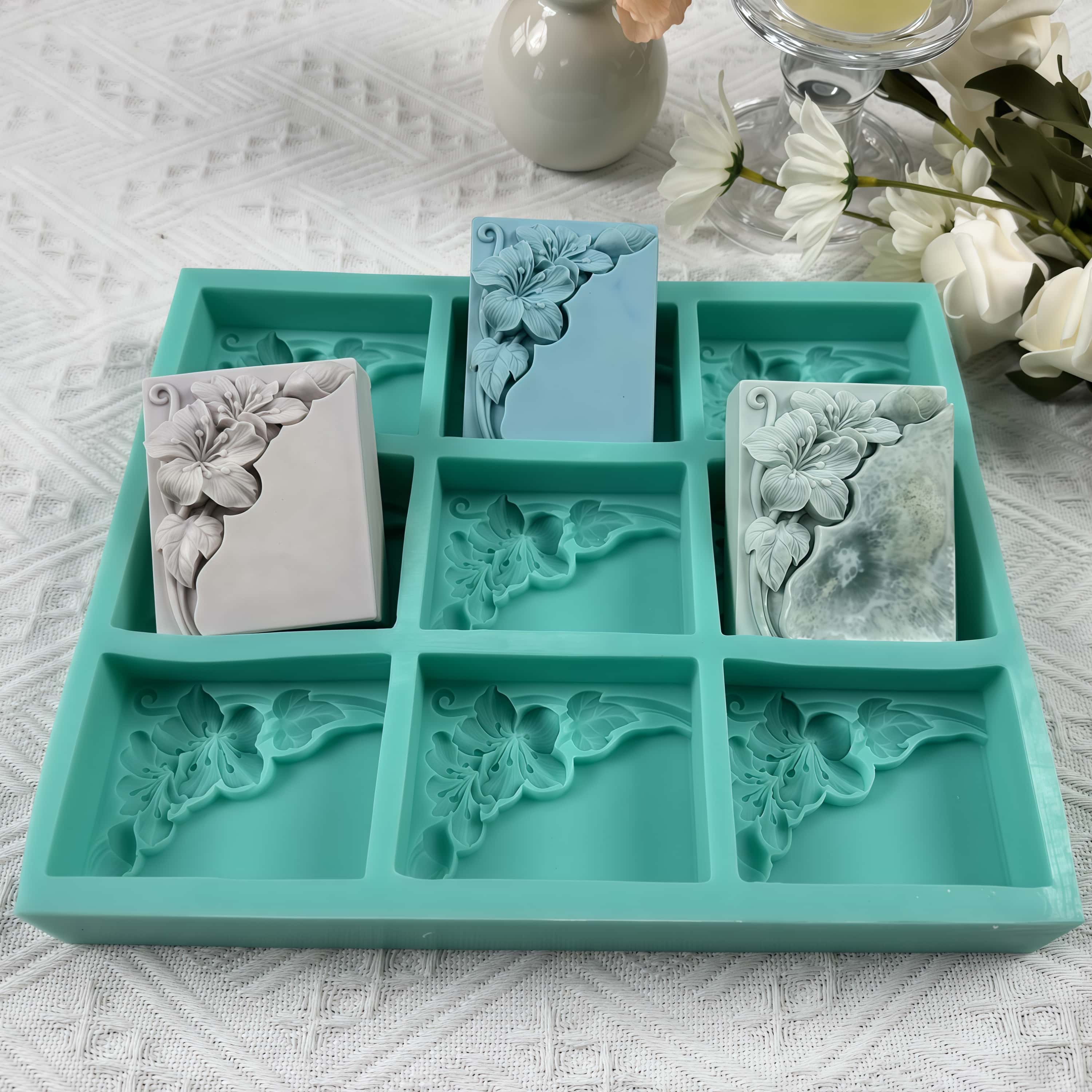 9구 탄광 꽃 비누 몰드, 천연 비누 제작용 꽃무늬 실 - Soap Making Dish 리뷰 및 가격